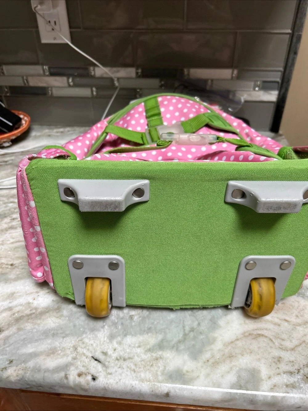 Pottery barn kids rolling backpack travel bag pink telescope handle